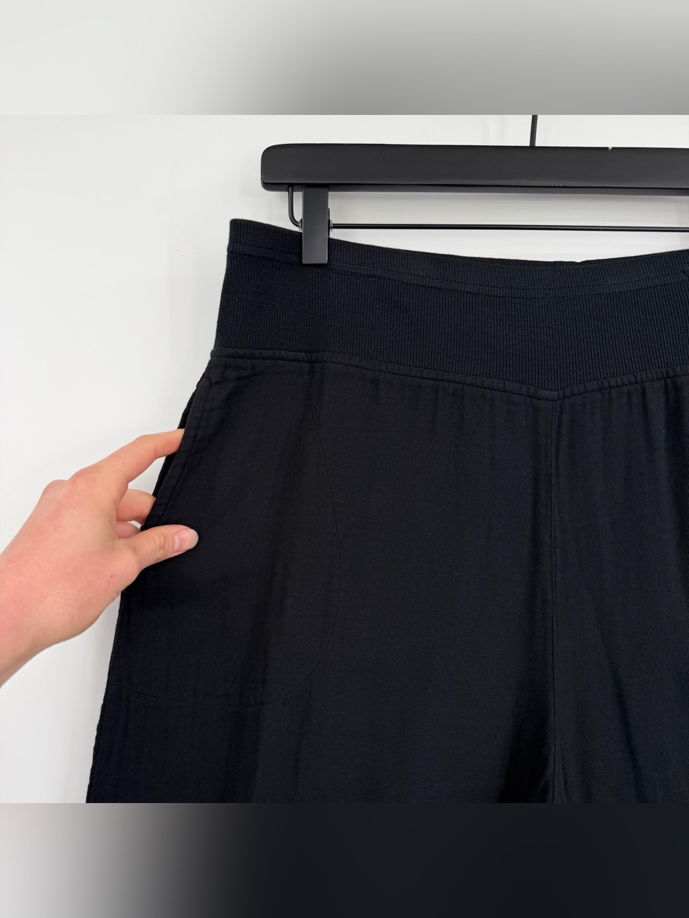 VTG KLEEN Cotton Gauze Cropped Pants Black L - Picture 3 of 9